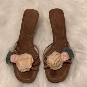 Miu Miu Prada Slip On Heels With Silk Flowers